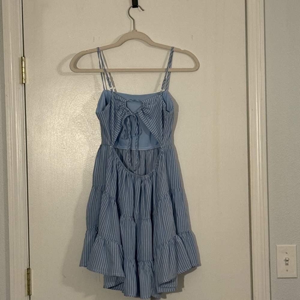 Blue Striped Sleeveless Dress